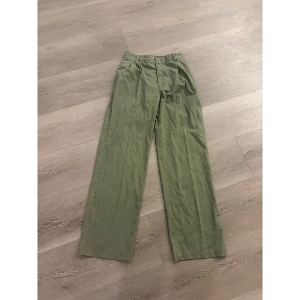 Aritzia Tna Supply Chino Pants Olive Green Wide Leg High Rise Pleated Size 6